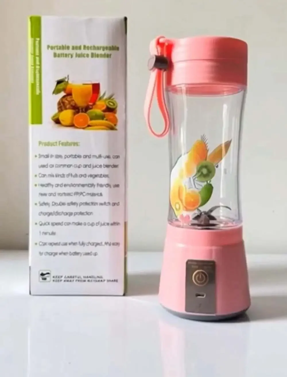 Portable and Rechargeable Battery Juice Blender 380ml Model HM-03